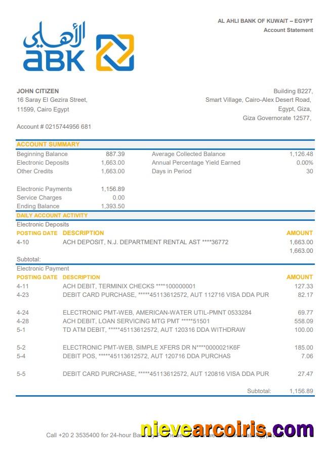 Egypt Al Ahli Bank of Kuwait excel